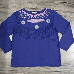 Sassa Rare Vintage Southwestern Fringe Shirt Size L Womens Purple Rodeo Top